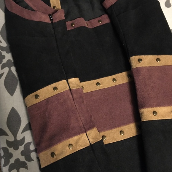 Abercrombie & Fitch Vegan Suede Color-block Dress - Picture 5 of 6